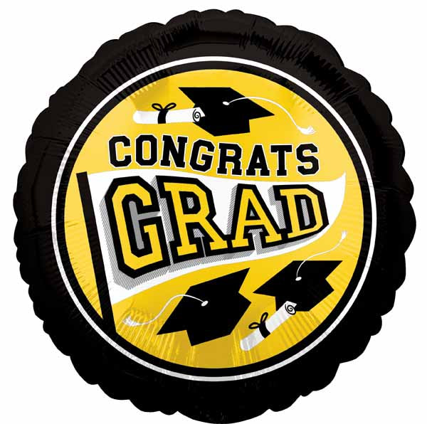 True to School Yellow 18" Round Graduation Foil Balloon
