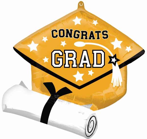 True to School Gold Graduation Foil Balloon, 25 Inch