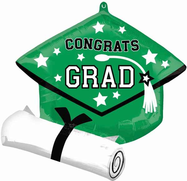 True to School Green 25-Inch Graduation Foil Balloon
