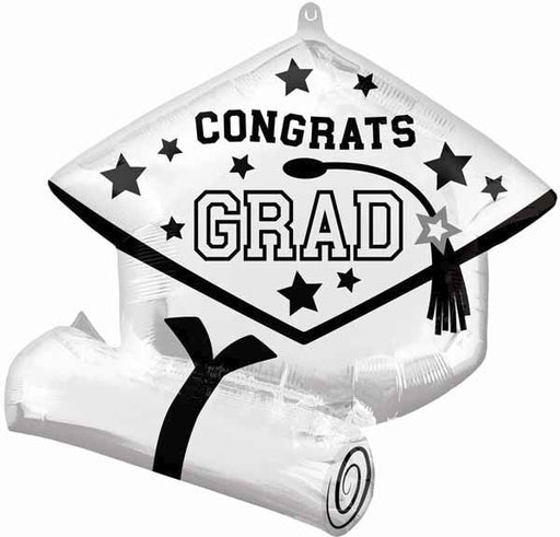 True to School White 25" Graduation Foil Balloon