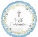 Blue First Communion Round Foil Balloon, 18 Inch