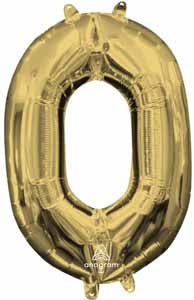 16" White Gold Number 0 Balloon