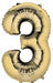 34 Inch White Gold Number 3 Balloon
