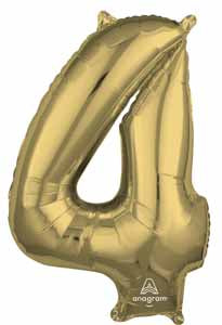 26-Inch White Gold Number 4 Balloon