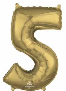 26-Inch White Gold Number 5 Balloon