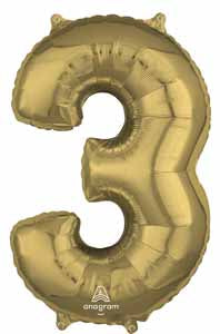 26-Inch White Gold Number 3 Balloon