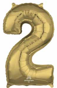 26-Inch White Gold Number 2 Balloon