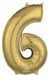 White Gold Number 6 Balloon, 26 Inch