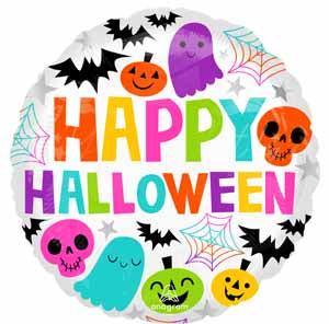 Colorful Creepy Halloween 18" Round Foil Balloon