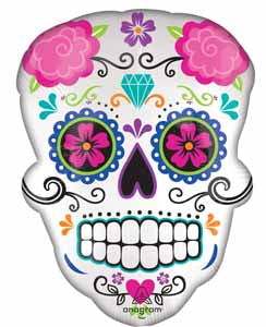 Sugar Skull 24-Inch Shaped Foil Balloon
