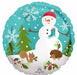 Woodland Snowman 18-Inch Round Foil Balloon