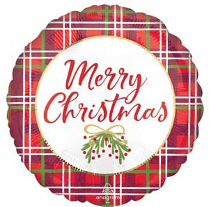 Christmas Plaid 18-Inch Round Foil Balloon