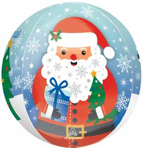 Snowy Christmas Santa 16-Inch Orbz Foil Balloon