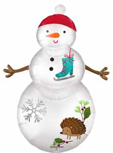 Woodland Snowman 38-Inch Foil Balloon