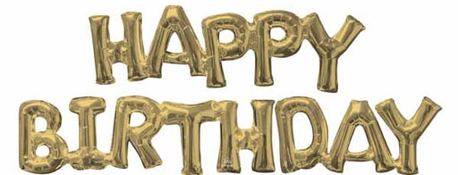 White Gold Happy Birthday Block Letter Balloon