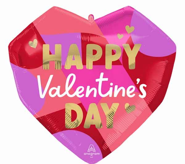 Happy Valentine's Day Blocking Brights 21-Inch Foil Balloon