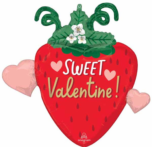 Valentine Strawberry 27-Inch Shaped Foil Balloon