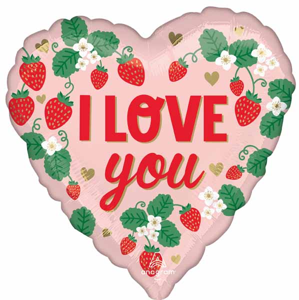Luv You Berry Much 18-Inch Heart Foil Balloon
