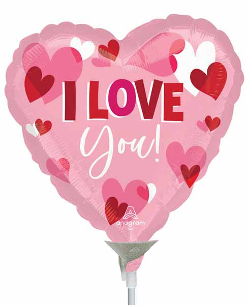 I Love You Playful Hearts 9-Inch Heart-Shaped Foil Balloon