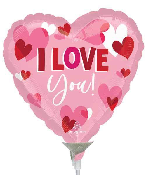 I Love You Playful Hearts 4-Inch Heart Foil Balloon
