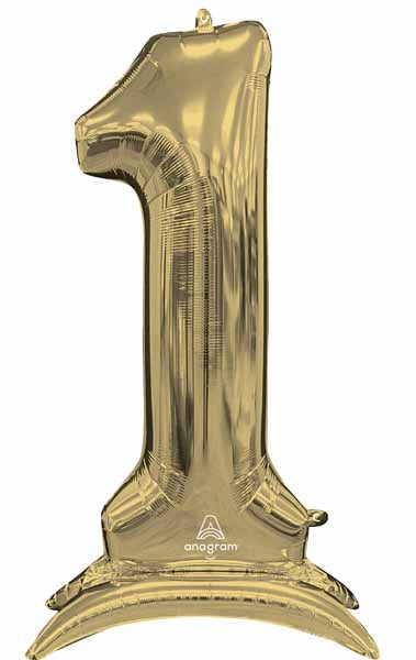 White Gold Number 1 Stand-Up Foil Balloon