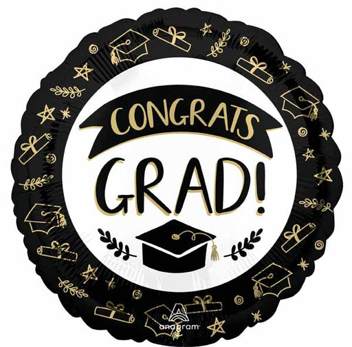 Sketch Congrats Grad 18" Round Foil Balloon