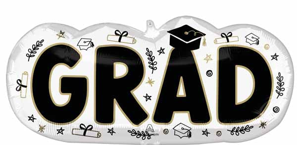 30-Inch Grad Sketched Graduation Foil Balloon