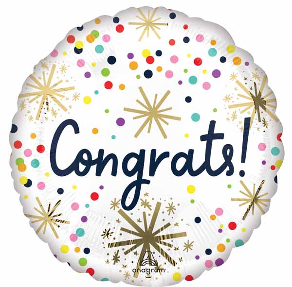 Confetti Congrats 18" Round Foil Balloon