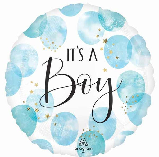 Baby Boy Watercolor 18-Inch Round Foil Balloon