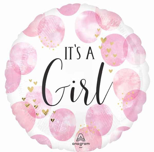 Baby Girl Watercolor 18-Inch Round Foil Balloon