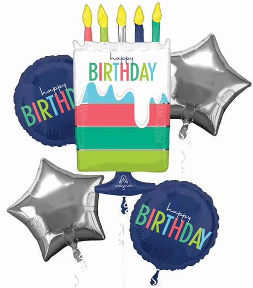 Modern Happy Birthday Foil Balloon Bouquet