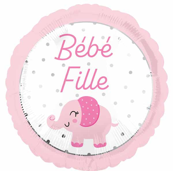 Bébé Fille Elephant 18" Round Foil Balloon