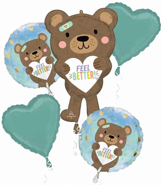 Feel Better Bear Get Well Foil Balloon Bouquet