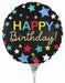 Satin Happy Birthday Stars 9-Inch Round Foil Balloon