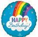Satin Rainbow Happy Birthday Round Foil Balloon, 18 Inch