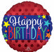 Satin Happy Birthday Banner 18-Inch Round Foil Balloon