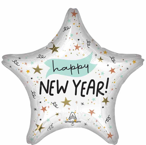 Noon Year New Year Star Foil Balloon, 18 Inch