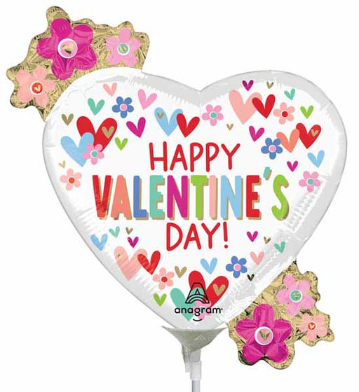 Happy Valentine's Day Hearts & Daisies Mini Foil Balloon