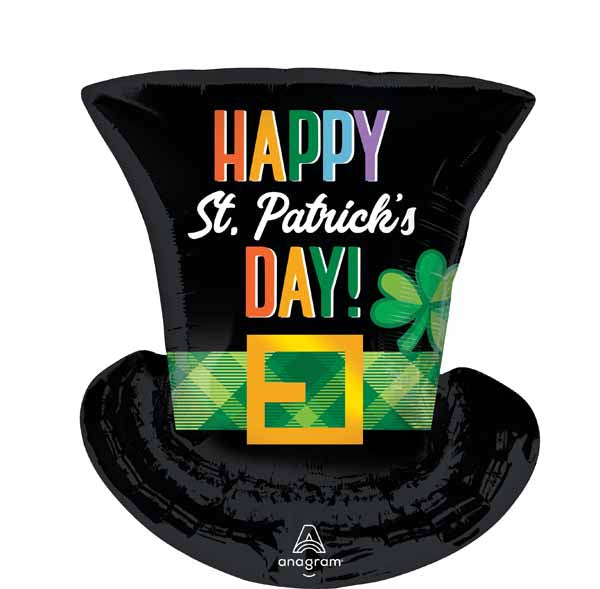 St. Patrick's Day Top Hat Foil Balloon, 24 Inch