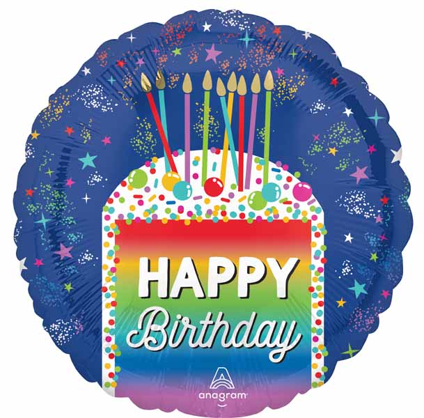 Rainbow Slice Happy Birthday 18-Inch Round Foil Balloon