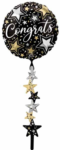 Congrats Black, Silver & Gold 67-Inch AirWalker Foil Balloon