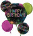 Let's Glow Crazy Happy Birthday Foil Balloon Bouquet
