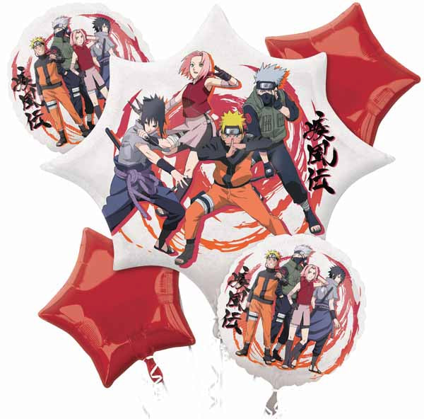 Naruto Foil Balloon Bouquet, 5 Pieces
