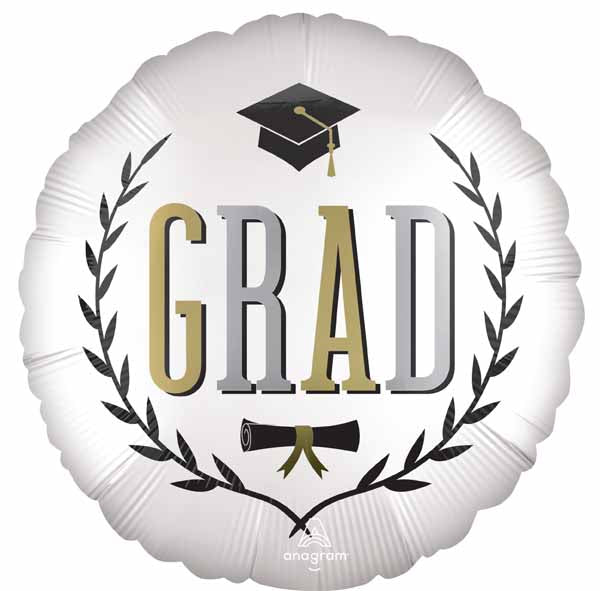 Caps Off Grad 18-Inch Round Foil Balloon