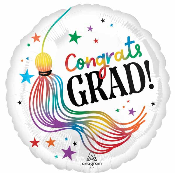 Grad Playful Wiggles 18-Inch Round Foil Graduation Balloon