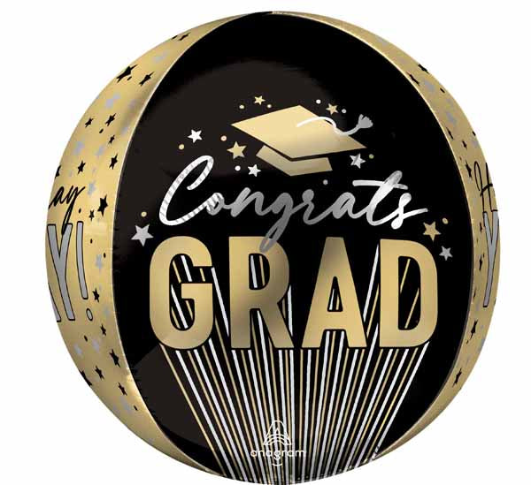 16-Inch Stripes Grad Orbz Foil Graduation Balloon