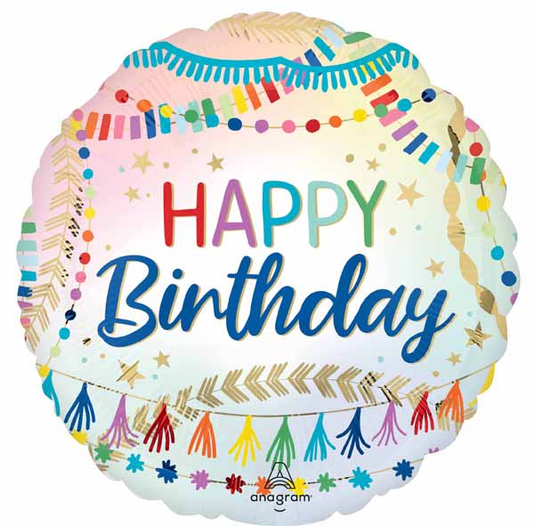 Birthday Streamers 18-Inch Round Foil Balloon