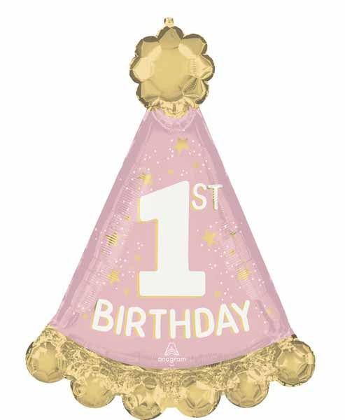 Miss 1st Birthday Party Hat Foil Balloon, 34 Inch
