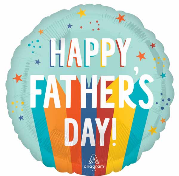 Happy Father's Day Playful Stripes 18-Inch Round Foil Balloon