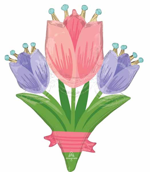 Spring Cheer Tulips 38-Inch Shaped Foil Balloon